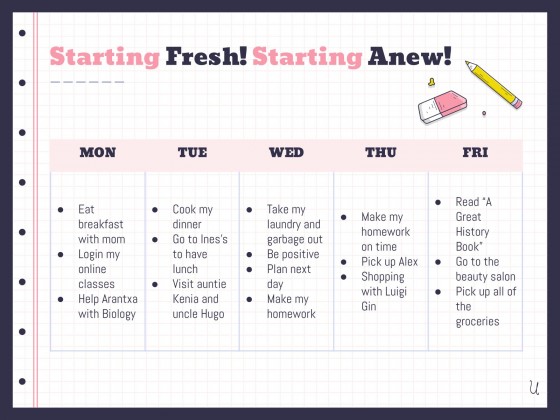 Planificateurs avec des gommes pour le lycée Modèles de présentation