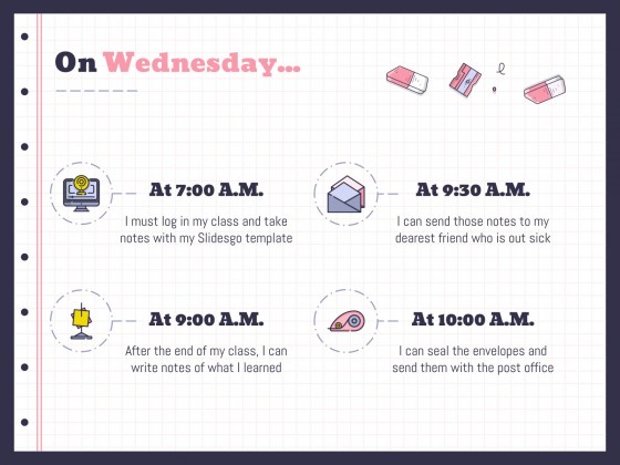 Planificateurs avec des gommes pour le lycée Modèles de présentation