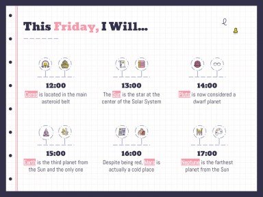 Planificateurs avec des gommes pour le lycée Modèles de présentation