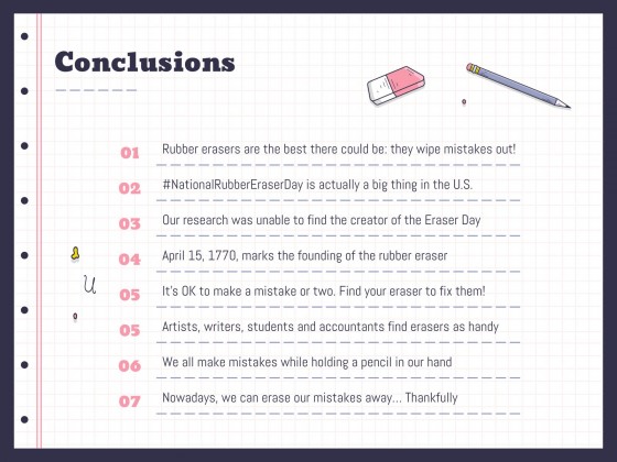 Planificateurs avec des gommes pour le lycée Modèles de présentation