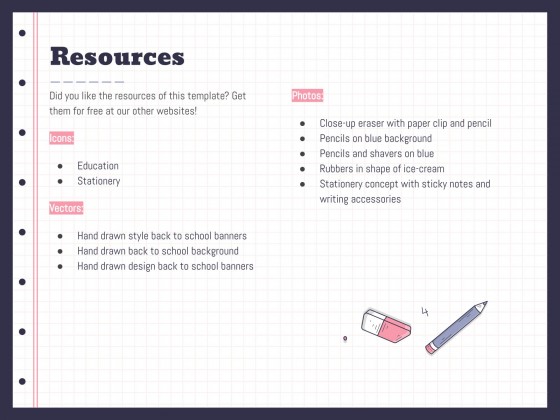 Planificateurs avec des gommes pour le lycée Modèles de présentation