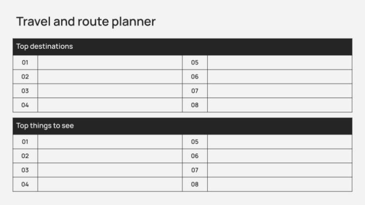 Plantilla de presentación Planificador de viajes y rutas