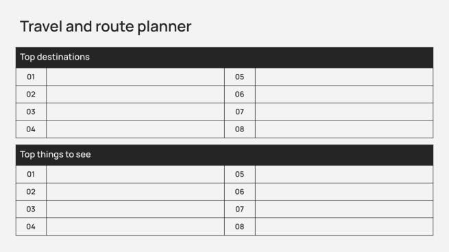 Plantilla de presentación Planificador de viajes y rutas