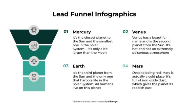 Infographies sur l'entonnoir de prospects Modèles de présentation
