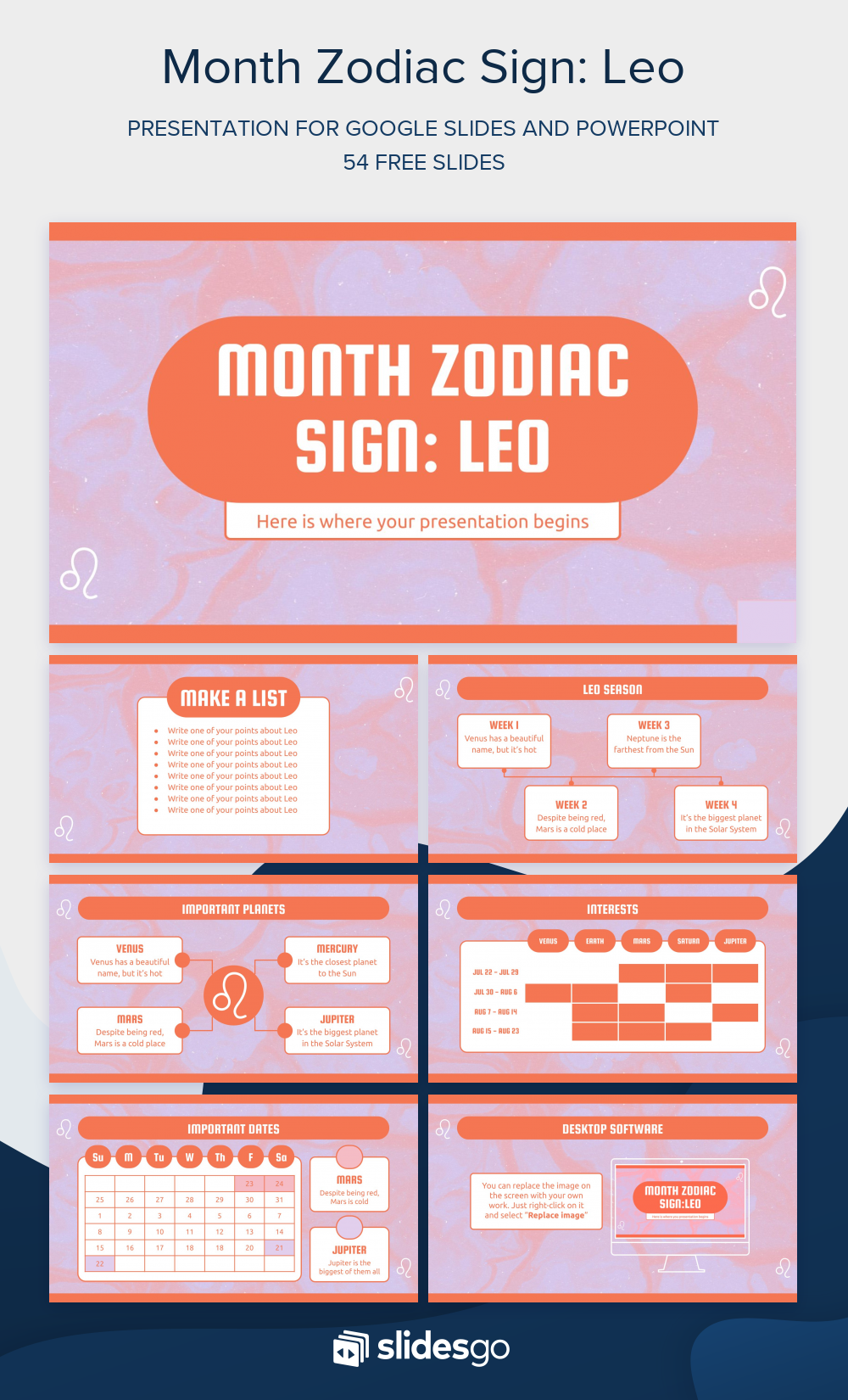 Month Zodiac Sign: Leo | Google Slides & PPT template