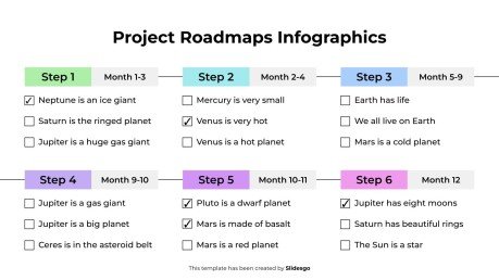 Infographies des feuilles de route des projets Modèles de présentation