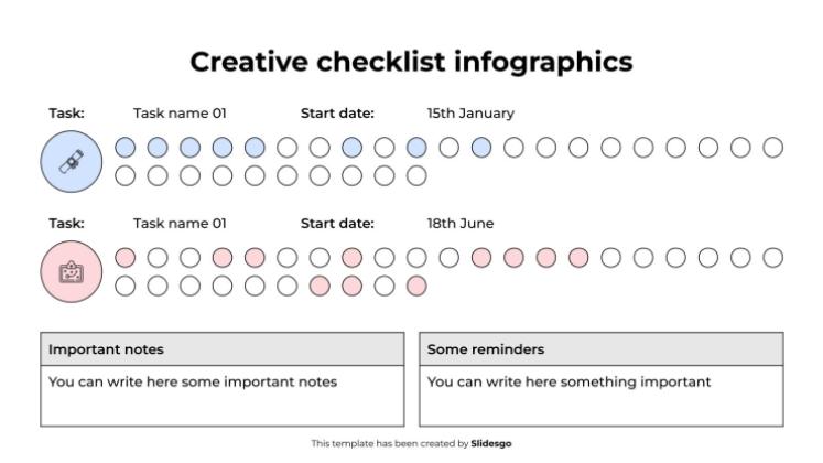 Infographies de listes de contrôle créatives Modèles de présentation