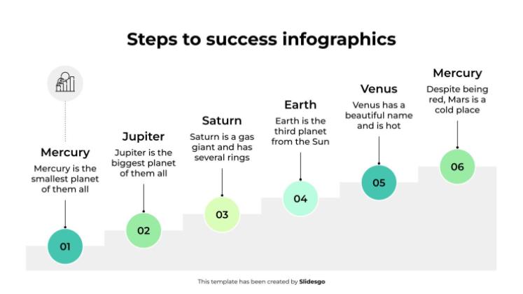 Infographies sur les étapes du succès Modèles de présentation