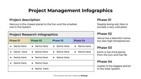 Modelo de apresentação Infográficos de gerenciamento de projetos
