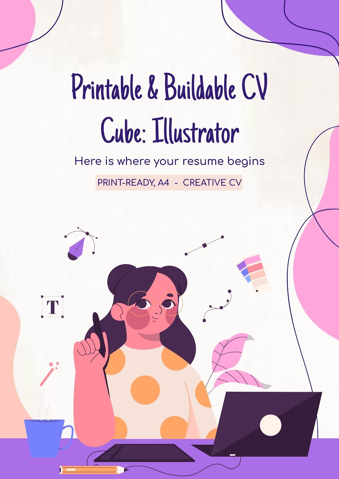 CV en forme de cube : illustrateur Modèles de présentation