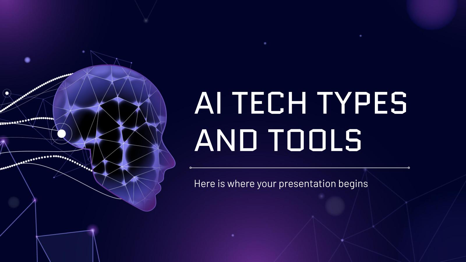Modelo de apresentação Tipos e ferramentas de tecnologia AI