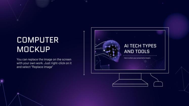 Types et outils de technologie IA Modèles de présentation