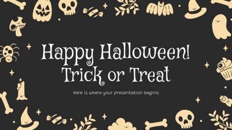 Plantilla de presentación ¡Feliz Halloween! ¿Truco o trato?