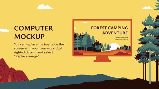 Aventure de camping en forêt Modèles de présentation