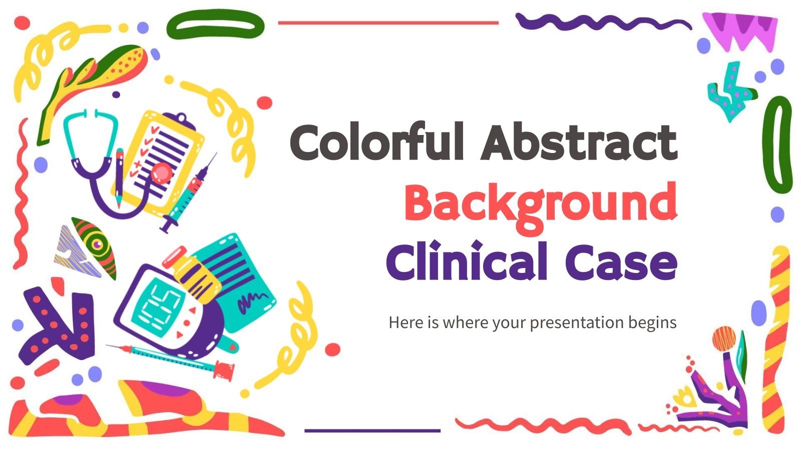 Modelo de apresentação Caso clínico com plano de fundo abstrato e colorido