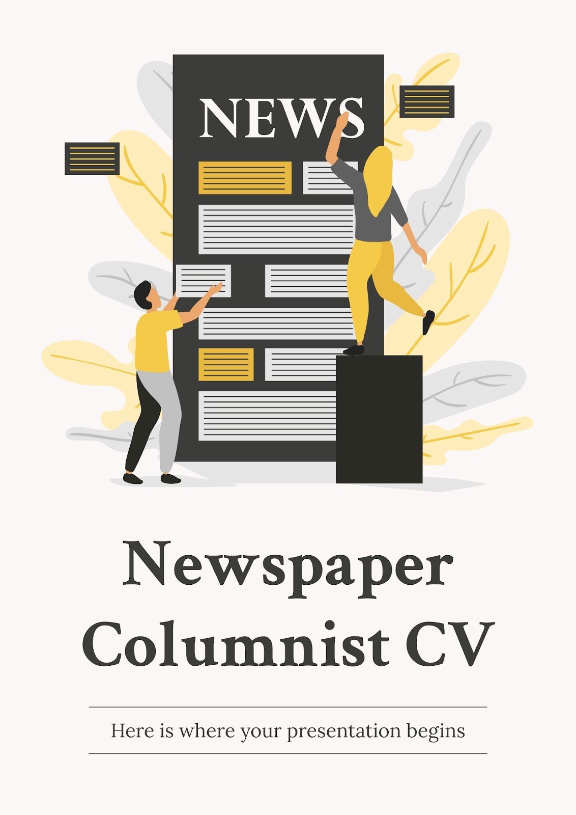 Newspaper Columnist CV Google Slides & PPT theme