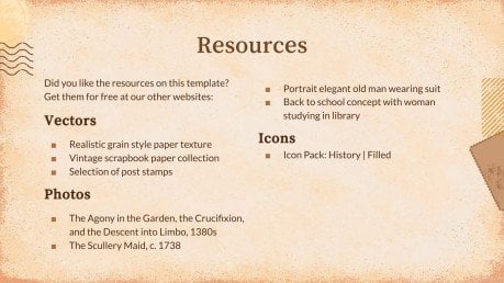 Vintage Paper History Lesson presentation template 