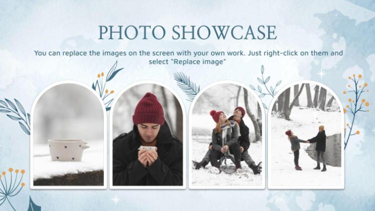 Plantilla de presentación Fondos del país de las maravillas invernal para reuniones