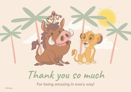 Plantilla de presentación Tarjeta de agradecimiento de El Rey León