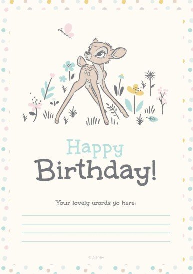 Plantilla de presentación Tarjeta de cumpleaños de Bambi