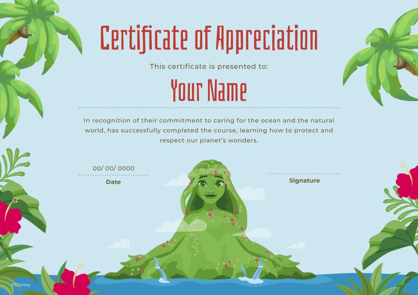 Moana Summer Certificate presentation template 