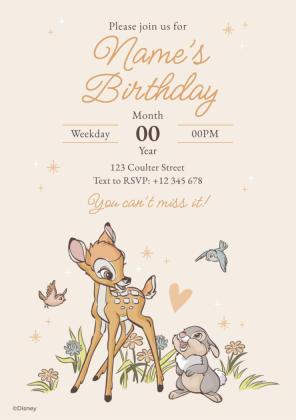 Plantilla de presentación Invitación de feliz cumpleaños de Bambi