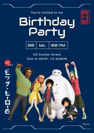 Plantilla de presentación Invitación de cumpleaños de celebración de Big Hero 6