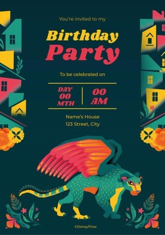 Plantilla de presentación Invitación de feliz cumpleaños de Coco