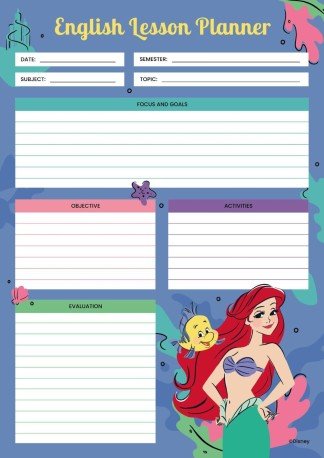 Modelo de apresentação Plano de aula de inglês de A Pequena Sereia