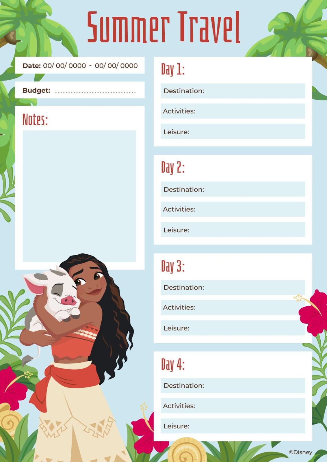 Moana Summer Planner presentation template 