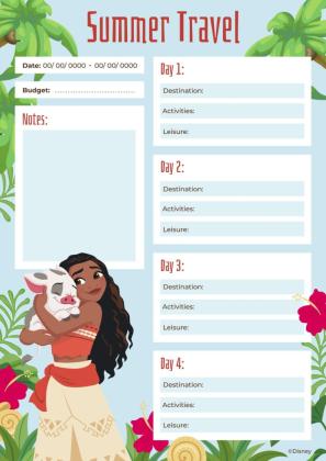Moana Summer Planner presentation template 