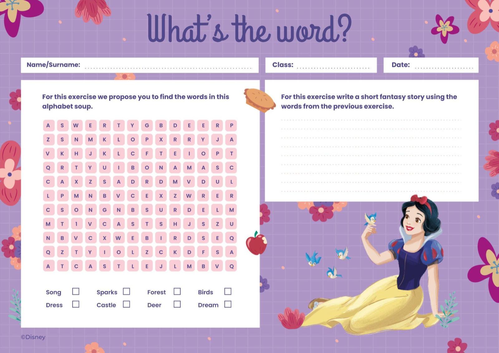 Snow White Worksheet presentation template 