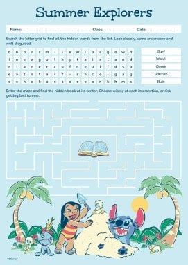 Lilo & Stitch Summer Worksheet presentation template 