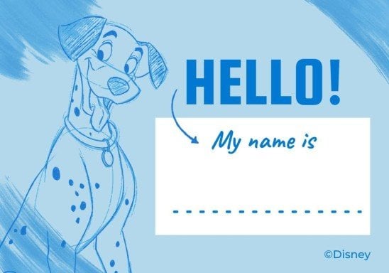 101 Dalmatians Name Tag presentation template 