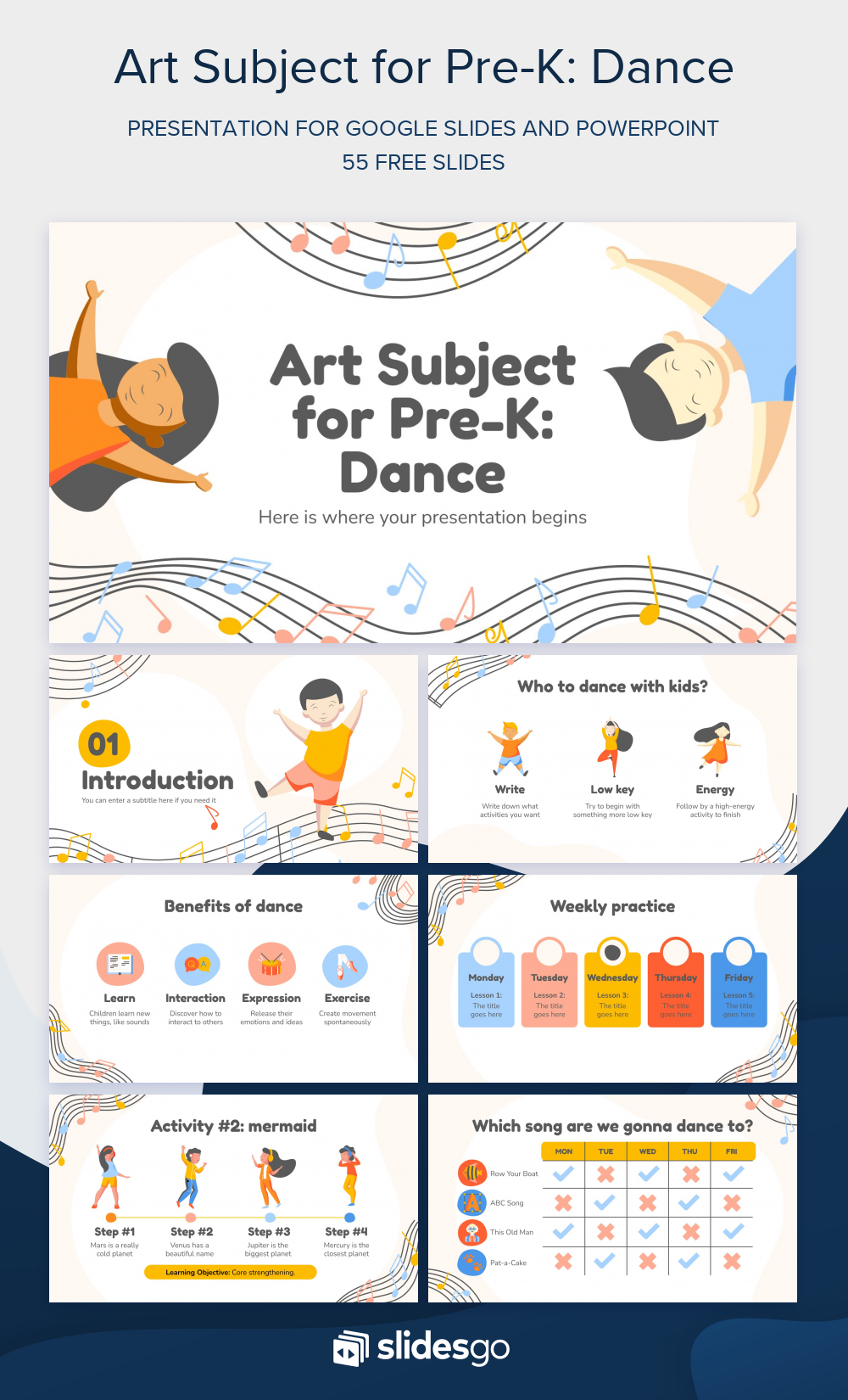 Art Subject for PreK Dance Google Slides & PPT template