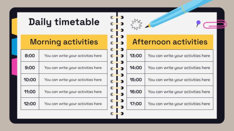 고등학교 시험을 위한 노트북 플래너 프레젠테이션 템플릿
