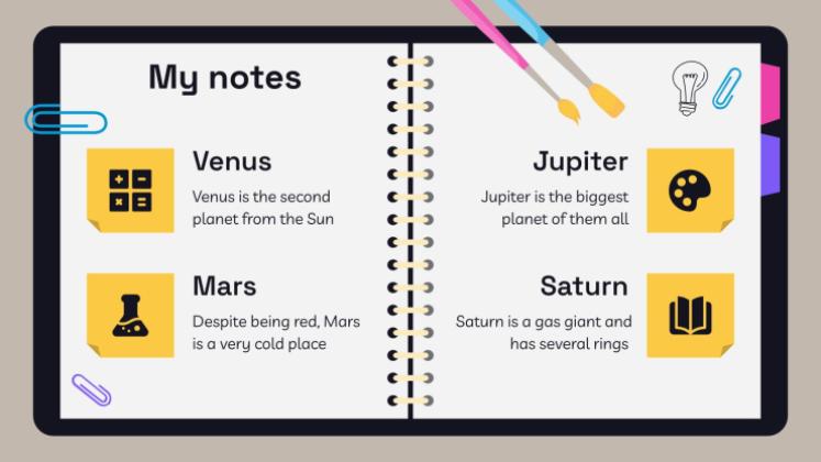 고등학교 시험을 위한 노트북 플래너 프레젠테이션 템플릿