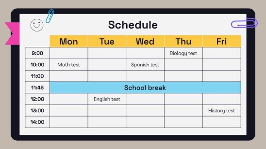 고등학교 시험을 위한 노트북 플래너 프레젠테이션 템플릿