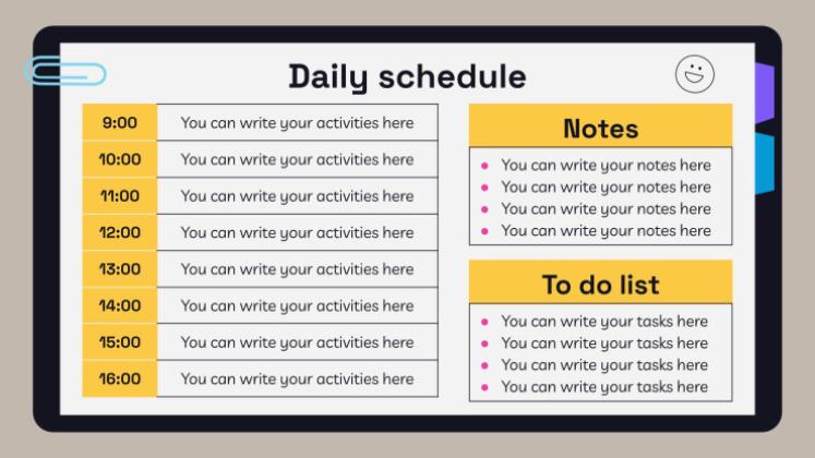 고등학교 시험을 위한 노트북 플래너 프레젠테이션 템플릿