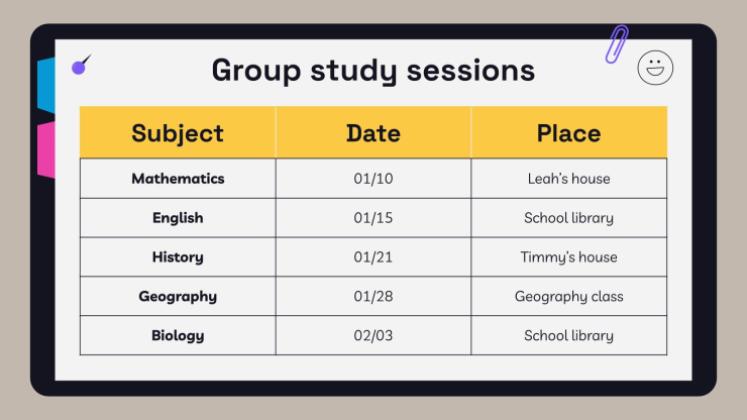 고등학교 시험을 위한 노트북 플래너 프레젠테이션 템플릿
