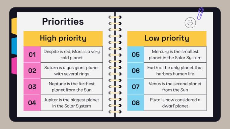 고등학교 시험을 위한 노트북 플래너 프레젠테이션 템플릿