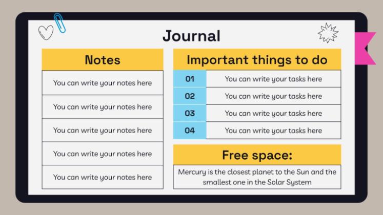 고등학교 시험을 위한 노트북 플래너 프레젠테이션 템플릿