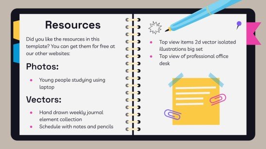 고등학교 시험을 위한 노트북 플래너 프레젠테이션 템플릿