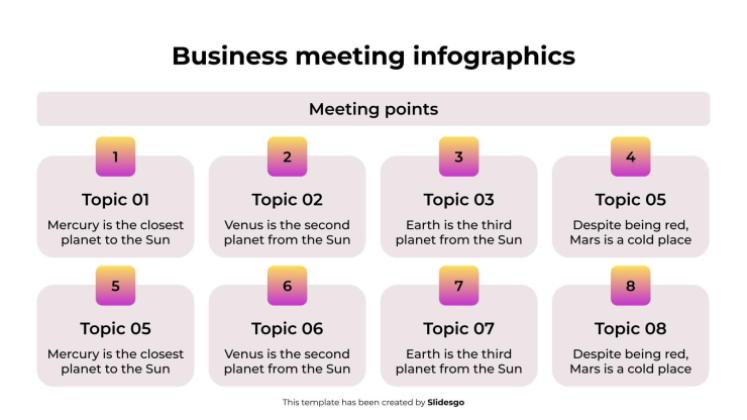 Business Meeting Infographics presentation template 