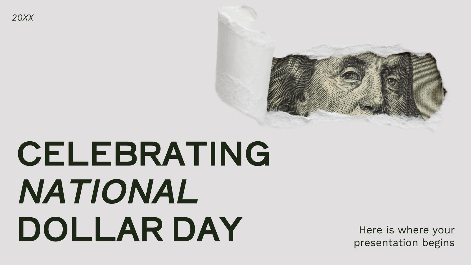 Celebrating National Dollar Day presentation template 
