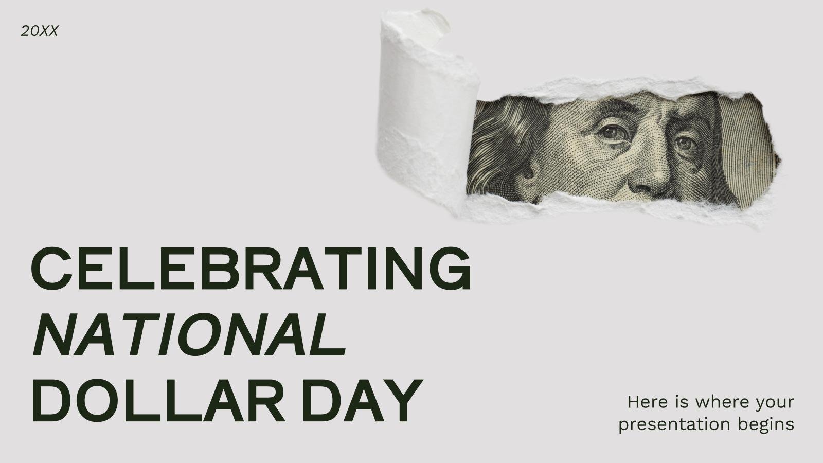 Celebrating National Dollar Day presentation template 