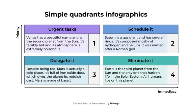 Infographies des quadrants simples Modèles de présentation
