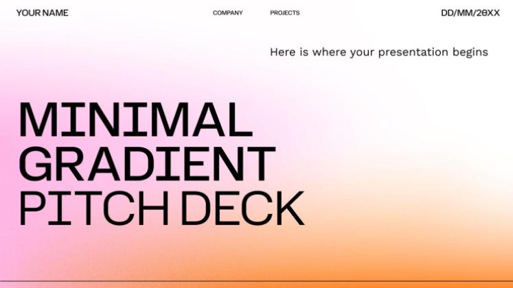 Modelo de apresentação Pitch deck de degradê minimalista