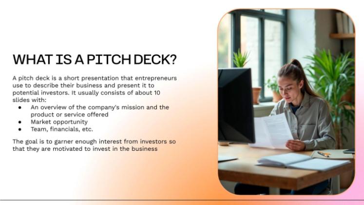 Modelo de apresentação Pitch deck de degradê minimalista