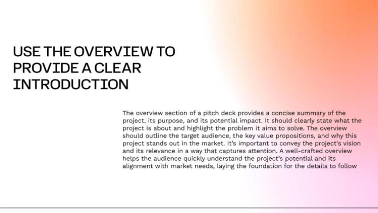 Modelo de apresentação Pitch deck de degradê minimalista